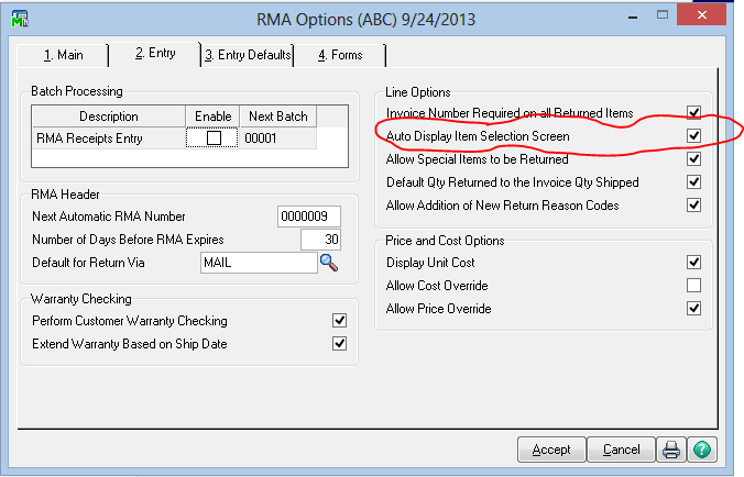 Did you know there is a way within Sage 100 ERP RMA to enable the selection of multiple lines when processing a return against an invoice?